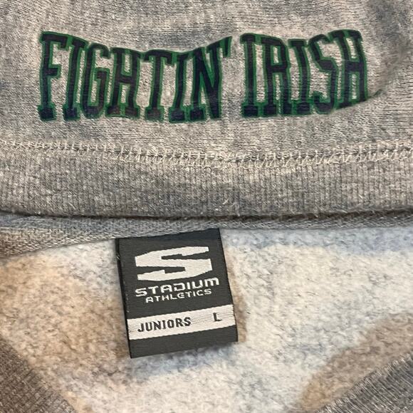 Notre Dame Fighting Irish Junior Large Gray Long Sleeve Hooded Sweatshirt - Picture 6 of 7